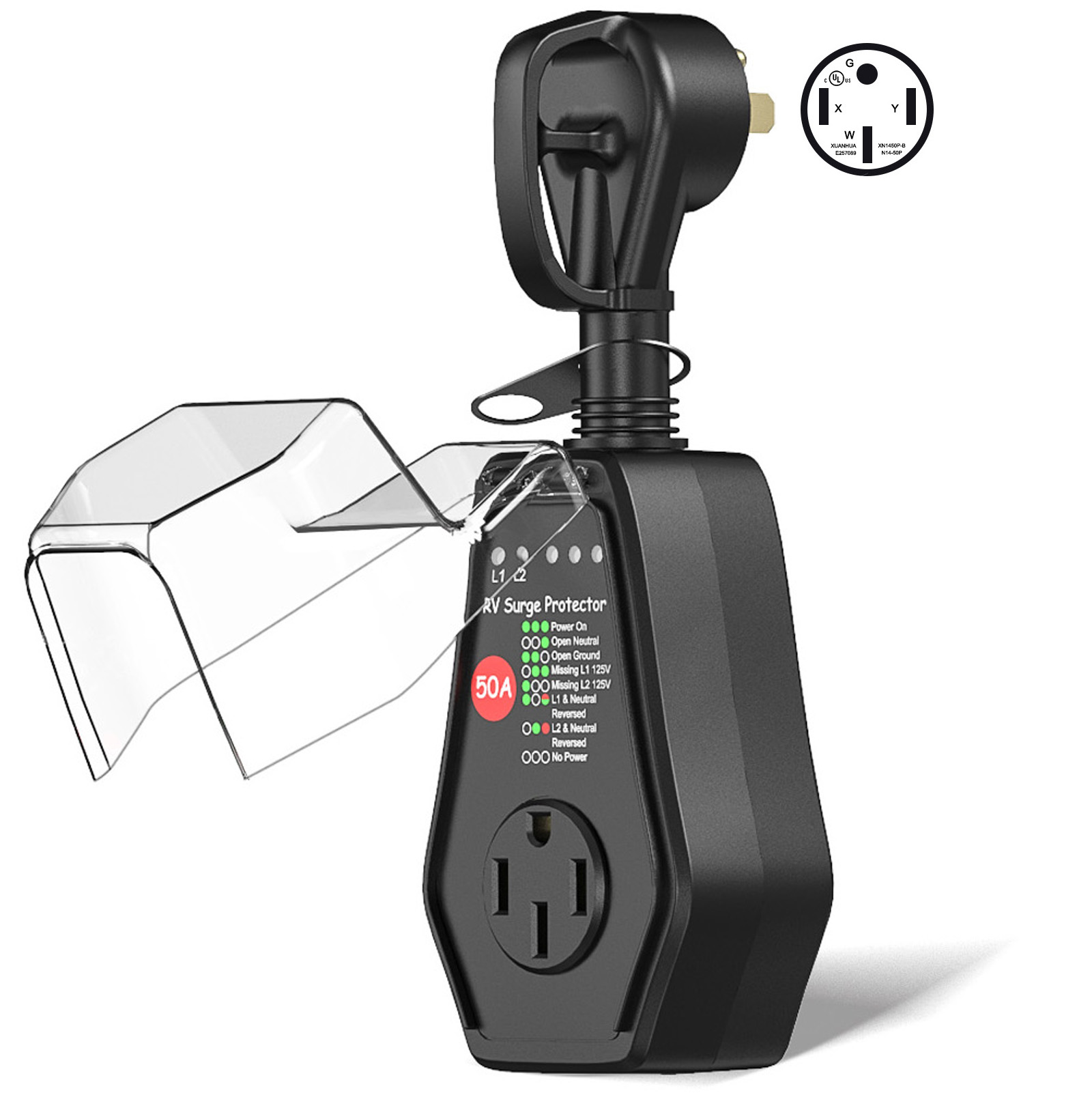 Outdoor Power Plug In - Pelindung Lonjakan Tegangan RV 50 Amp,