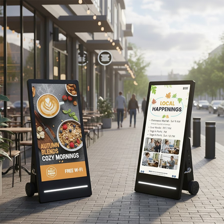 Outdoor Power Point - Layar Iklan Digital LCD Portabel Lipat