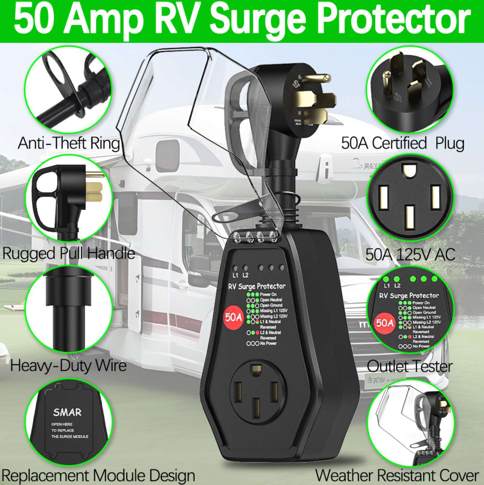 Pelindung Lonjakan Tegangan RV - Outdoor Power Plug In ulasan dan harga