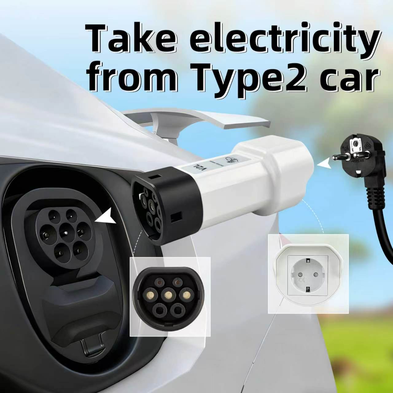 EVqiaoyi 16A Type2 V2L Dischar - Outdoor Power Plug In ulasan dan harga
